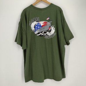 3XL Global Sentinel (On Back) US Cable Layer Boat Green T-Shirt